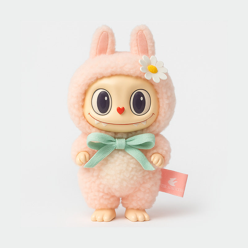 Rosa Labubu mit Schleifen