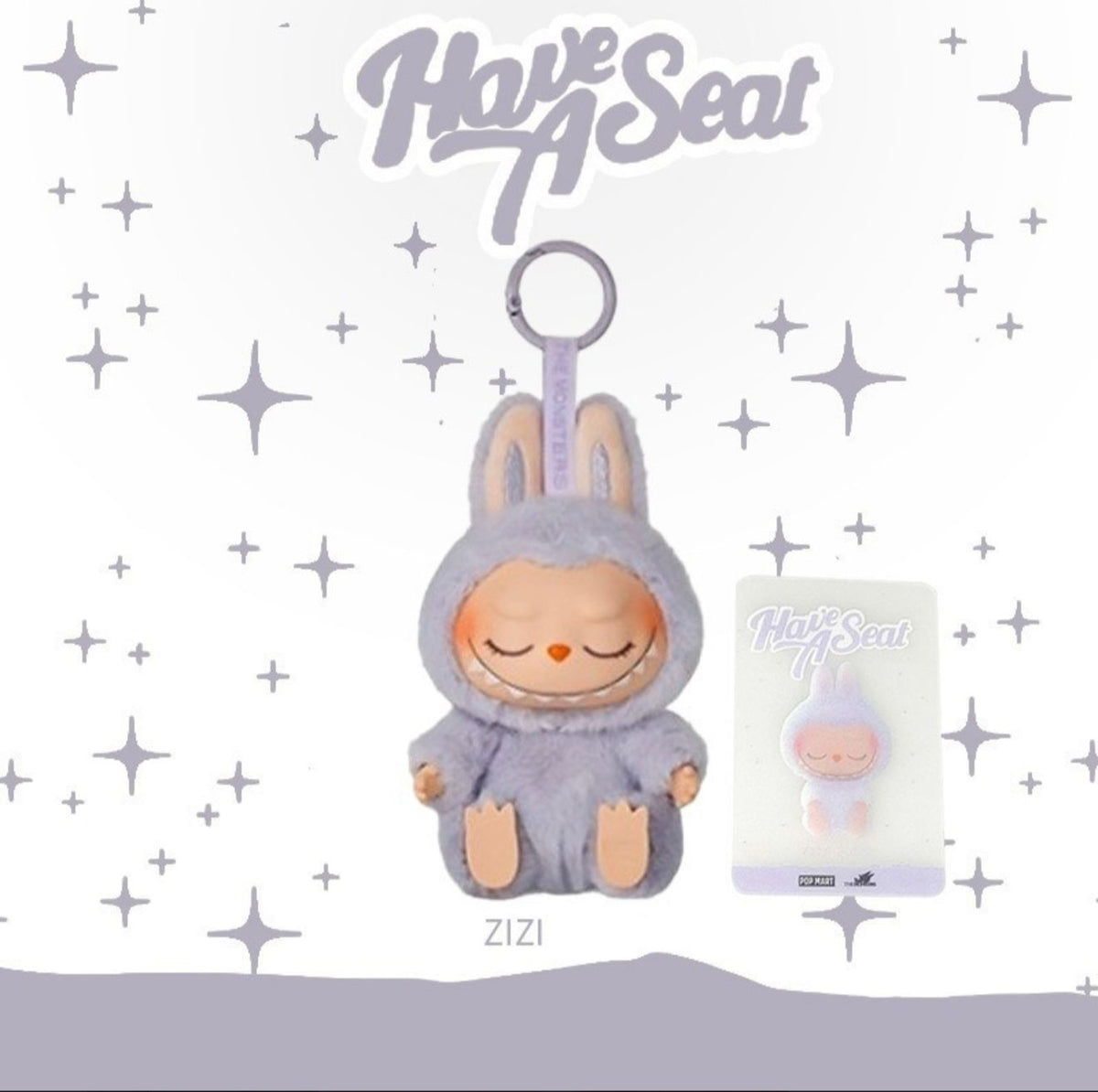 Sitzender Grauer Labubu